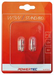 W5W (T10) 12V W2,1x9,5d (ΚΑΡΦΩΤΟ ΑΚΑΛΥΚΟ) POWERTEC STANDARD ΑΛΟΓΟΝΟΥ 2ΤΕΜ.