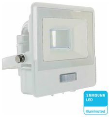 V-TAC Προβολέας LED Samsung chip 10W ψυχρό λευκό 6500K λευκό σώμα με ανιχνευτή και απευθείας σύνδεση 20270