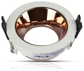 V-TAC Βάση Spot Xωνευτή GU10 Στρογγυλή με Λευκό & Ρόζ Χάλκινο Σώμα 3155