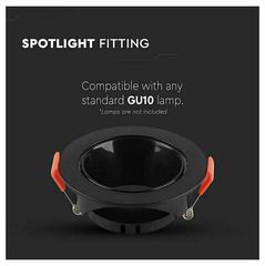 GU10 FITTING PLASTIC ROUND-BLACK FRAME+BLACK REFLECTOR 85x40mm-thumb-4