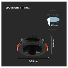 GU10 FITTING PLASTIC ROUND-BLACK FRAME+BLACK REFLECTOR 85x40mm-thumb-2