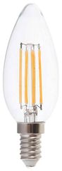 V-TAC Λάμπα LED Filament Κεράκι E14 4W 230V 400lm 300° IP20 Διάφανο Γυαλί Ζεστό Λευκό 214301