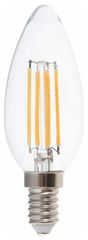 V-TAC Λάμπα LED E14 κερί filament 4W φυσικό λευκό 4000K γυαλί διάφανο 100lm/W 214413