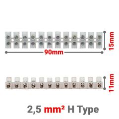 Κλέμμες Σειρά 12 Θέσεων 2,5mm² H Type