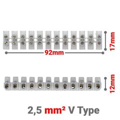Κλέμμες Σειρά 12 Θέσεων 2,5mm² V Type