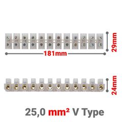 Κλέμμες Σειρά 12 Θέσεων 25mm² V Type