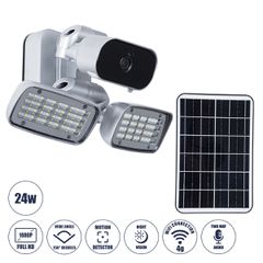 GloboStar® 86045 Αυτόνομος Ηλιακός Προβολέας LED SMD 24W 1200lm με IP Camera 1080P 2MP 4G SIM CARD WiFi 150° Ενσωματωμένη Μπαταρία 3200mAh Φωτοβολταϊκό Πάνελ Αισθητήρα Ημέρας-Νύχτας & Ρύθμιση Χρόνου Α