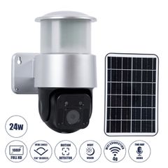 GloboStar® 86046 Αυτόνομος Ηλιακός Προβολέας LED SMD 24W 1200lm Camera 1080P 2MP WiFi 150° Μπαταρία 3200mAh Φωτοβολταϊκό Πάνελ Αισθητήρα Ημέρας-Νύχτας & Ρύθμιση Χρόνου Διπλή Κατέυθυνση Ομιλίας Αδιάβρο-thumb-1