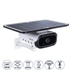 GloboStar® 86048 Αυτόνομη Ηλιακή Camera 1080P 2MP 4G SIM CARD WiFi 150° Μπαταρία 3200mAh Φωτοβολταϊκό Πάνελ Διπλή Κατέυθυνση Ομιλίας Αδιάβροχη IP66 Ψυχρό Λευκό 6000K - Λευκό