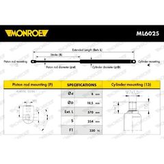 Αμορτισέρ Καπό Monroe ML6025 για Mercedes-Benz M-Class (W164) 7.05 - 12.11