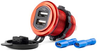 ΠΡΙΖΑ ΜΕ 2 ΘΥΡΕΣ USB ΚΑΙ ΚΑΠΑΚΙ ΚΟΚΚΙΝΗ/ΜΑΥΡΗ 12/24V 5V 3.1A MOD-10 AMIO