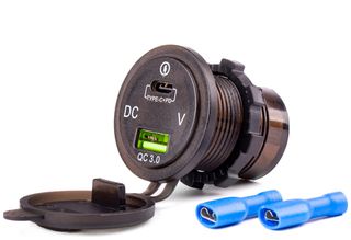 ΠΡΙΖΑ ΜΕ 2 ΘΥΡΕΣ USB ΚΑΙ ΨΗΦΙΑΚΟ ΒΟΛΤΟΜΕΤΡΟ ΜΕ ΚΑΠΑΚΙ ΜΑΥΡΗ 12/24V 5-12V 3.0A QUICK CHARGER MOD-07
