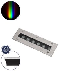 GLOBOSTAR® UNDERGROUND-REMVI 90191 Χωνευτή Μπάρα Φωτισμού Wall Washer LED 9W 765lm 10° DC 24V Αδιάβροχο IP68 RGBW Dimmable DMX512 - Ανοξείδωτο Ατσάλι 304 - Μ30 x Π9 x Υ8.5cm / Μ28.5 x Π7.5cm - 3 Χρόνι