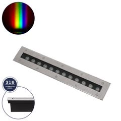 GLOBOSTAR® UNDERGROUND-REMVI 90193 Χωνευτή Μπάρα Φωτισμού Wall Washer LED 12W 1020lm 10° DC 24V Αδιάβροχο IP68 RGBW Dimmable DMX512 - Ανοξείδωτο Ατσάλι 304 - Μ50 x Π9 x Υ7.2cm / Μ48.5 x Π7.5cm - 3 Χρό
