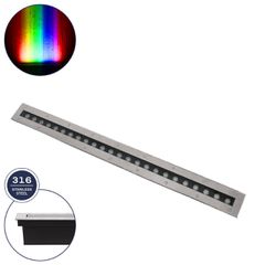 GLOBOSTAR® UNDERGROUND-REMVI 90195 Χωνευτή Μπάρα Φωτισμού Wall Washer LED 24W 2040lm 10° DC 24V Αδιάβροχο IP68 RGBW Dimmable DMX512 - Ανοξείδωτο Ατσάλι 304 - Μ100 x Π9 x Υ7.2cm/ Μ98.2 x Π7.6cm - 3 Χρό