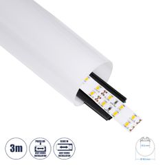 GLOBOSTAR® ALP-ROUND TUBIT 70856-3M Επιφανειακό & Κρεμαστό Προφίλ Αλουμινίου με Λευκό Γαλακτερό Πατητό Κάλυμμα για Ταινίες LED IP20 - Μαύρο & Λευκό - Μ300 x Π6 x Υ6cm