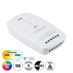 GloboStar® 73355 Ασύρματος WiFi LED RGBW+WW+CCT Controller IOS/Android 2in1 DC 9-24V Max 180W