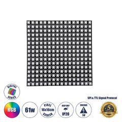 GloboStar® 90608 Digital Pixel Addressable Plate - Ψηφιακή Πλακέτα LED SMD 5050 61W/m 256LED/unit 256PIXEL/unit SPI/TTL Protocol IC WS2812/SK6812 4880lm/unit 120° DC 5V IP20 RGB - Μαύρο Σώμα - Μ160 x