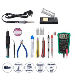GLOBOSTAR® ELEKIT 79978 Ολοκληρωμένο DIY ΚΙΤ Εργαλείων Ηλεκτρονικού - Κολλητήρι & Βάση, Απορροφητική Τρόμπα Κόλλησης, Πλαγιοκόφτης, Τσιμπιδάκι Tweezer, Πενσέτα, Καλάι Κόλλησης, Κοπίδια, Φαλτσέτες & Ψη