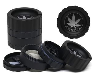 Τρίφτης καπνού AMSTERDAM BLACK JK02BK ALUMINUM 4 parts 50mm