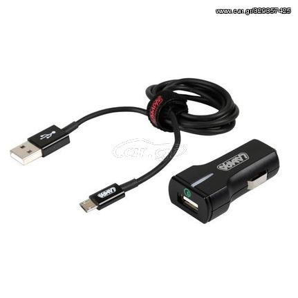 ΦΟΡΤΙΣΤΗΣ ΑΝΑΠΤΗΡΑ 12/24V ΜΕ 1 MICRO USB ΜΕ ΚΑΛΩΔΙΟ 100cm QUALCOMM