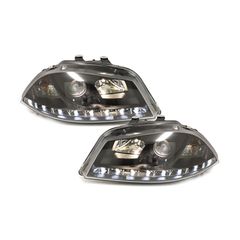 Μπροστινά Φανάρια Set Για Seat Ibiza 6L 02-08 DRL Μαύρα H1/H1 Sonar-thumb-2