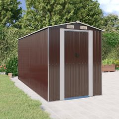 Αποθήκη Κήπου Σκούρο καφέ 192x440x223 εκ. Γαλβανισμένο Ατσάλι 3147463