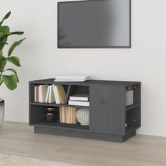 Έπιπλο Τηλεόρασης Γκρι 80x35x40,5 εκ. από Μασίφ Ξύλο Πεύκου 814406