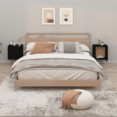 Κομοδίνα Επιτοίχια 2 τεμ. Μαύρα 50x30x47 εκ. 816867