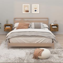 Κομοδίνα Επιτοίχια 2 τεμ. Καπνιστή Δρυς 50x36x40 εκ. 816891