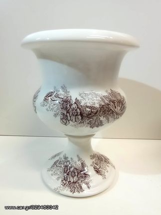 Επιβλητικό χειροποίητο πορσελάνινο βάζο της γνωστής παλιάς κεραμοποιίας της Κρήτης K. NTOUSSAKIS.