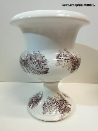 Επιβλητικό χειροποίητο πορσελάνινο βάζο της γνωστής παλιάς κεραμοποιίας της Κρήτης K. NTOUSSAKIS.-thumb-1