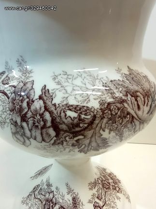 Επιβλητικό χειροποίητο πορσελάνινο βάζο της γνωστής παλιάς κεραμοποιίας της Κρήτης K. NTOUSSAKIS.-thumb-2