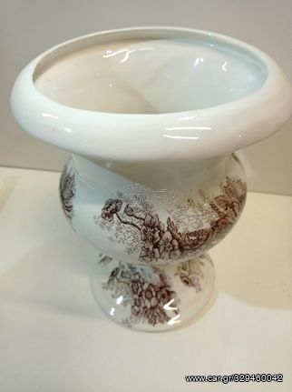 Επιβλητικό χειροποίητο πορσελάνινο βάζο της γνωστής παλιάς κεραμοποιίας της Κρήτης K. NTOUSSAKIS.-thumb-5