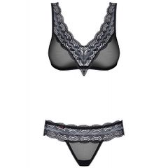 Obsessive Delicate Bra with Thong Black-thumb-2