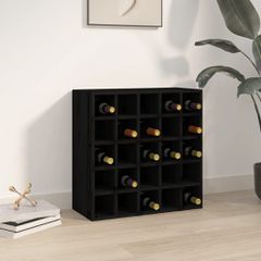 vidaXL Κάβα Κρασιών Μαύρη 56 x 25 x 56 εκ. από Μασίφ Ξύλο Πεύκου