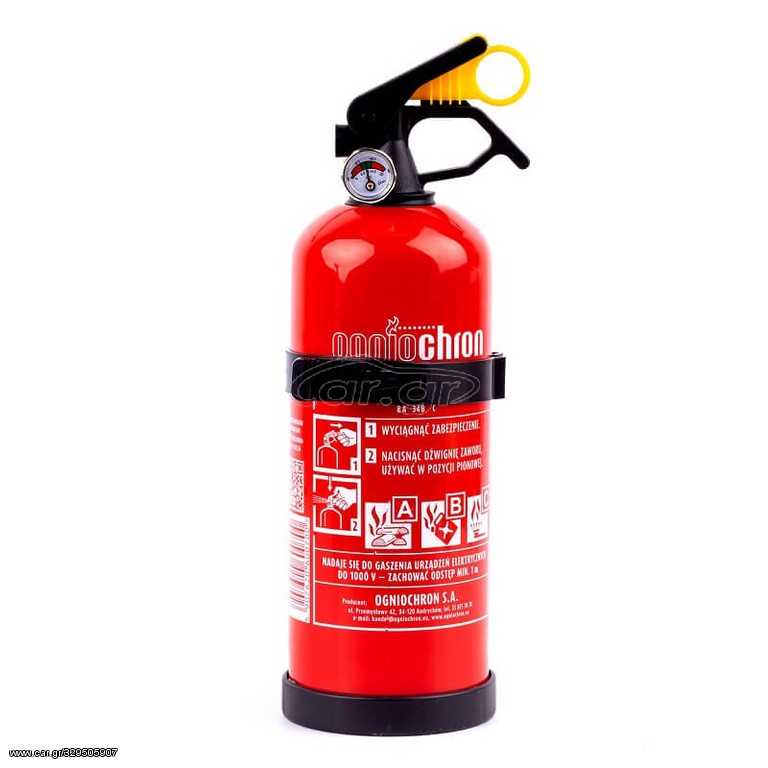 Πυροσβεστήρας Κόνεως Ξηρής Σκόνης 1kg ABC Με Μανόμετρο Και Πλαστική Βάση Amio OG60179