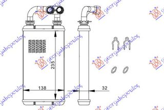 Ψυγειο Καλοριφερ (B) -AC (235x138) Compact (MAZI Me Tις ΣΩΛΗΝΕΣ) Bmw Series 3 (E36) Compact 94-98 - 059306500