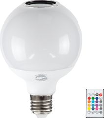 GloboStar Λάμπα Led E27 G95 12W 780lm 260° με Bluetooth Ηχείο 3W Ac 220-240V IP20 Φ9.5 x Υ13.5cm - Εναλλαγή Φωτισμού μέσω Τηλεχειριστηρίου & Μέσω Smart Home Εφαρμογής Happylighting App - Πολύχρωμο Rgb