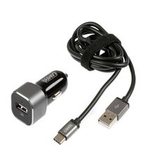 ΦΟΡΤΙΣΤΗΣ ΑΝΑΠΤΗΡΑ 12/24V ΜΕ 1 USB TYPE-C 3000mA ΜΕ ΚΑΛΩΔΙΟ 100cm FAST CHARGER SILVER LINE