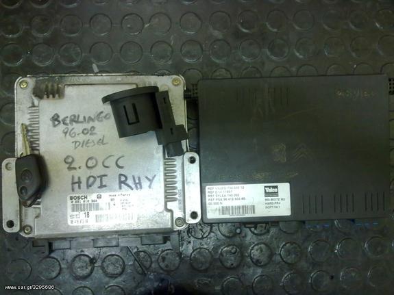 SET ECU+BSI+KEY CITROEN BERLINGO -PEUGEOT PARTNER 2.0CC HDI RHY  1999-2001-thumb-2