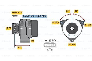 ΔΥΝΑΜΟ 100ΑΗ M S ACTROS-ATEGO-VARIO-CITA  0986042410 0-124-655-001 0-986-042-410 8EL738093001 A0121540502 ALT-2111