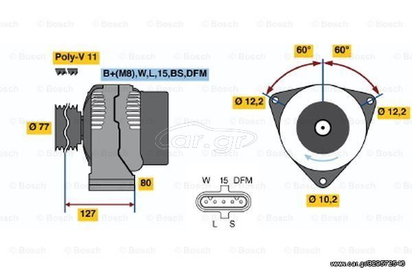 ΔΥΝΑΜΟ 100ΑΗ M S ACTROS-ATEGO-VARIO-CITA  0986042410 0-124-655-001 0-986-042-410 8EL738093001 A0121540502 ALT-2111