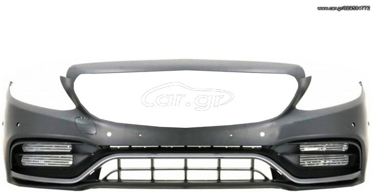 Πλήρης μπροστινός προφυλακτήρας με διαχύτη και ασημί μύτες κατάλληλο για Mercedes C-Class W205 S205 AMG Sport Line (2014-2020) C63S Design