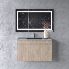 Iris 184 Beige Oak - Πάγκος με Νιπτήρα & Καθρέπτη Led (100x45 cm)