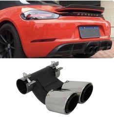 ΕΞΑΤΜΙΣΗ Exhaust Muffler Tips Porsche 718 Cayman Boxster 982 (2016-Up) Chrome