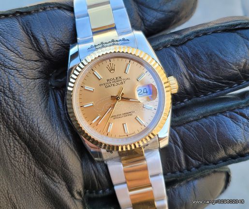 rolex replica γυναικειo datejust χρυσο ατσάλι 36μμ