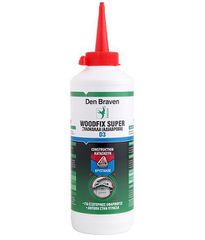 Ξυλόκολλα ταχείας πήξης WOODFIX D3 αδιάβροχη 750gr κρυσταλλιζέ με βάση PVAC, στερεά κατά όγκο 50%, υπερκαλύπτει προδιαγραφές D3 EN 204/205, για εσωτερικές και εξωτερικές εφαρμογές / 84000707