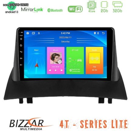 Bizzar 4T Series Renault Megane 2 2002-2008 4Core Android13 2+32GB Navigation Multimedia Tablet 9"