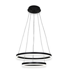 Φωτιστικό Κρεμαστό 60cm Δύο Κύκλοι Μαύρο Ματ LED 3CCT 3000-6000K Dimmer Night Mode Sun Light D88059/2-BK